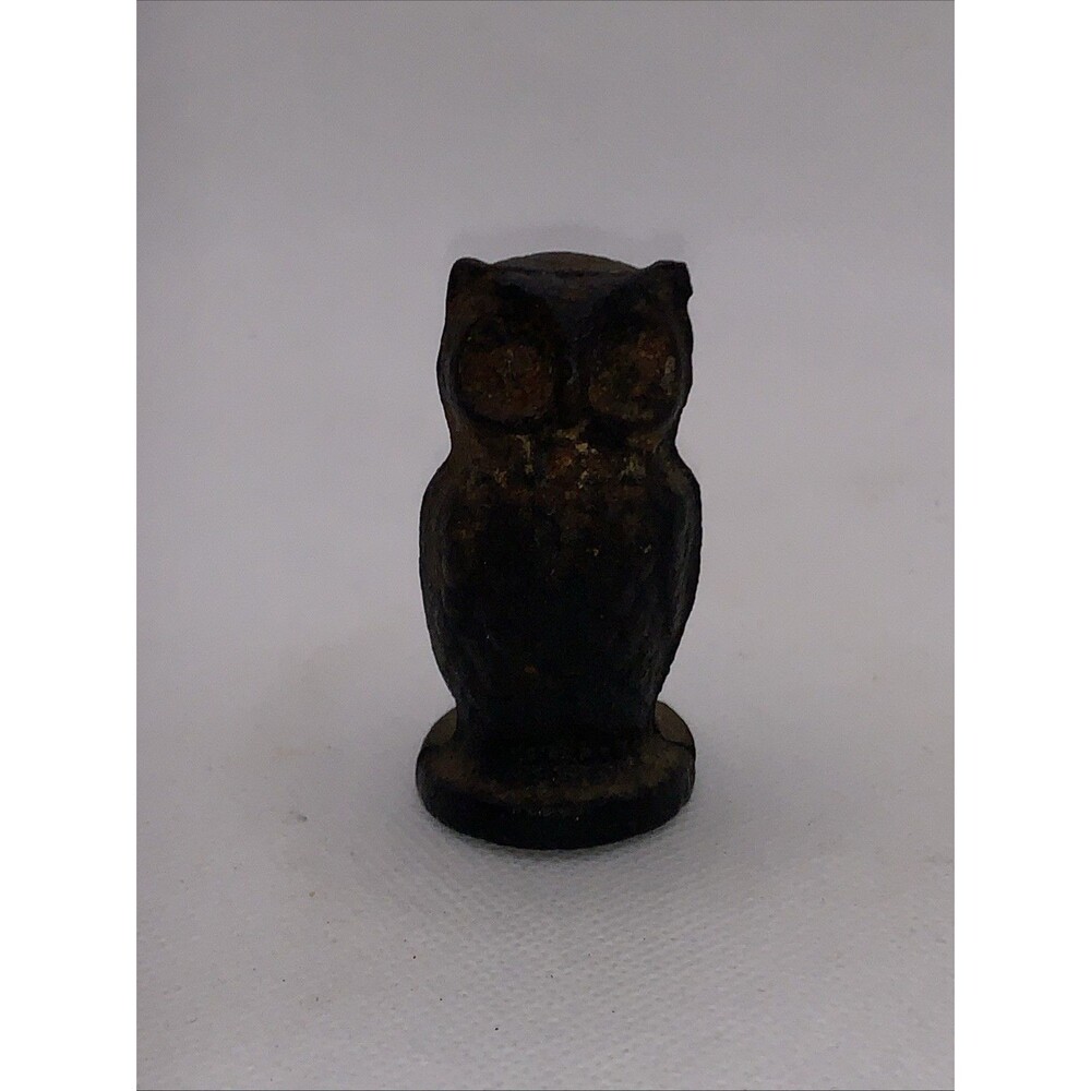 Vintage Cast Iron Small Miniture Owl Paperweight